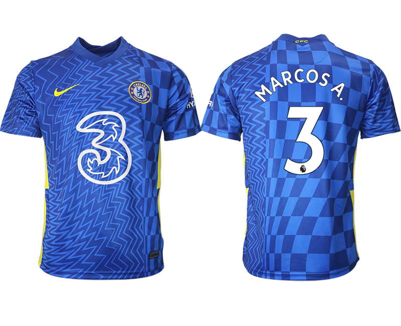 Men 2021-2022 Club Chelsea FC home aaa version blue #3 Soccer Jersey